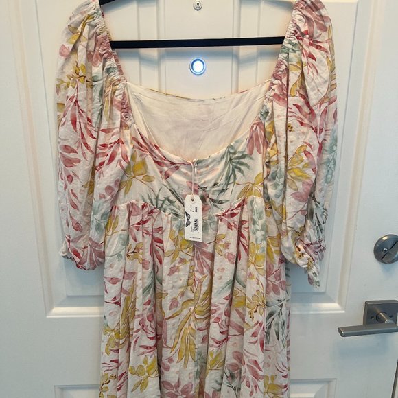 By Togther - Babydoll Dress - Cream Flora - L - New with tags - Never Worn - Picture 2 of 4